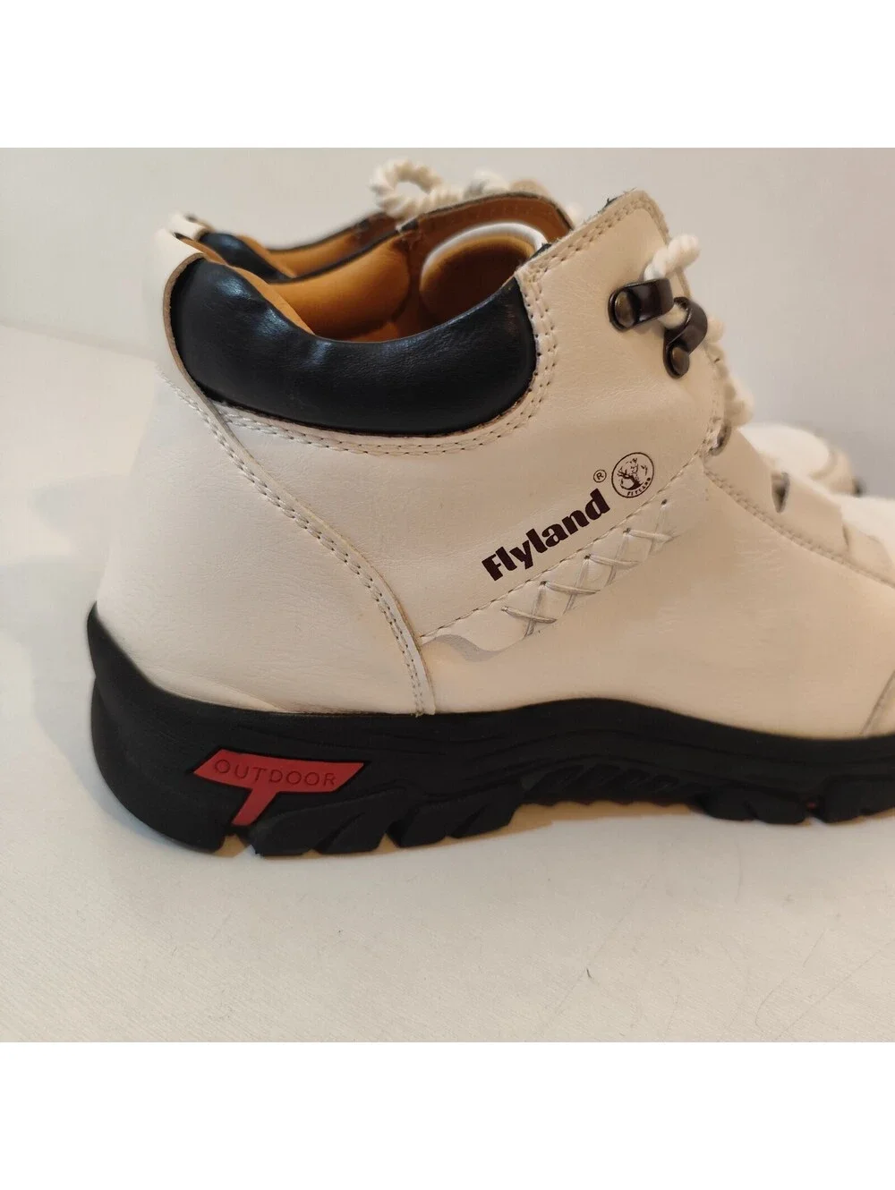 Flyland Men's Ankle Boots Casual White Handmade Leather Shoes Size 11